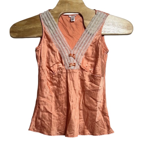 Old Navy Tops - Old Navy Vintage 2005 Silk Lace Trim Camisole Top Coral Orange Womens Large L
